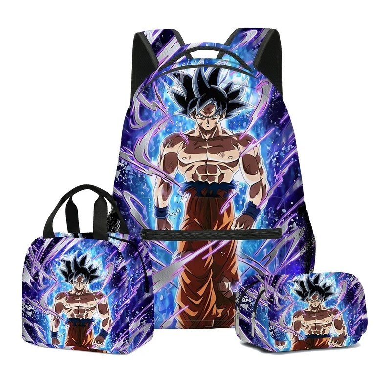 2024 Nieuwe Anime Dragon Ball Goku Bedrukte Rugzak 3-delige Set Studenten Mode Schooltas Kinderen Rugzak Lunch Tas Etui