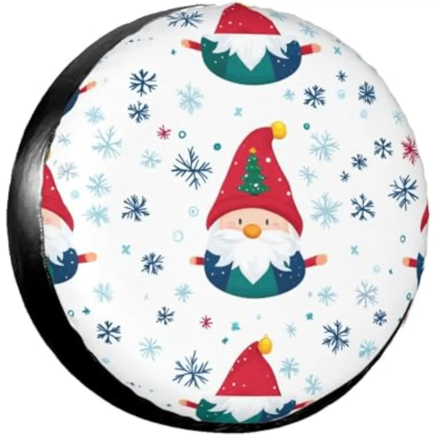 

Gnome Christmas Tree Snowflakes Spare Tire Cover Waterproof Wheel Protector for SUV RV Trailer