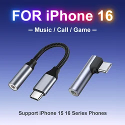 For Apple iPhone 16 Pro Max Type C to 3.5mm 90 Degree Elbow Audio Adapter Cable For iPhon 15 Galaxy S24 Ultra Music Game Adapter