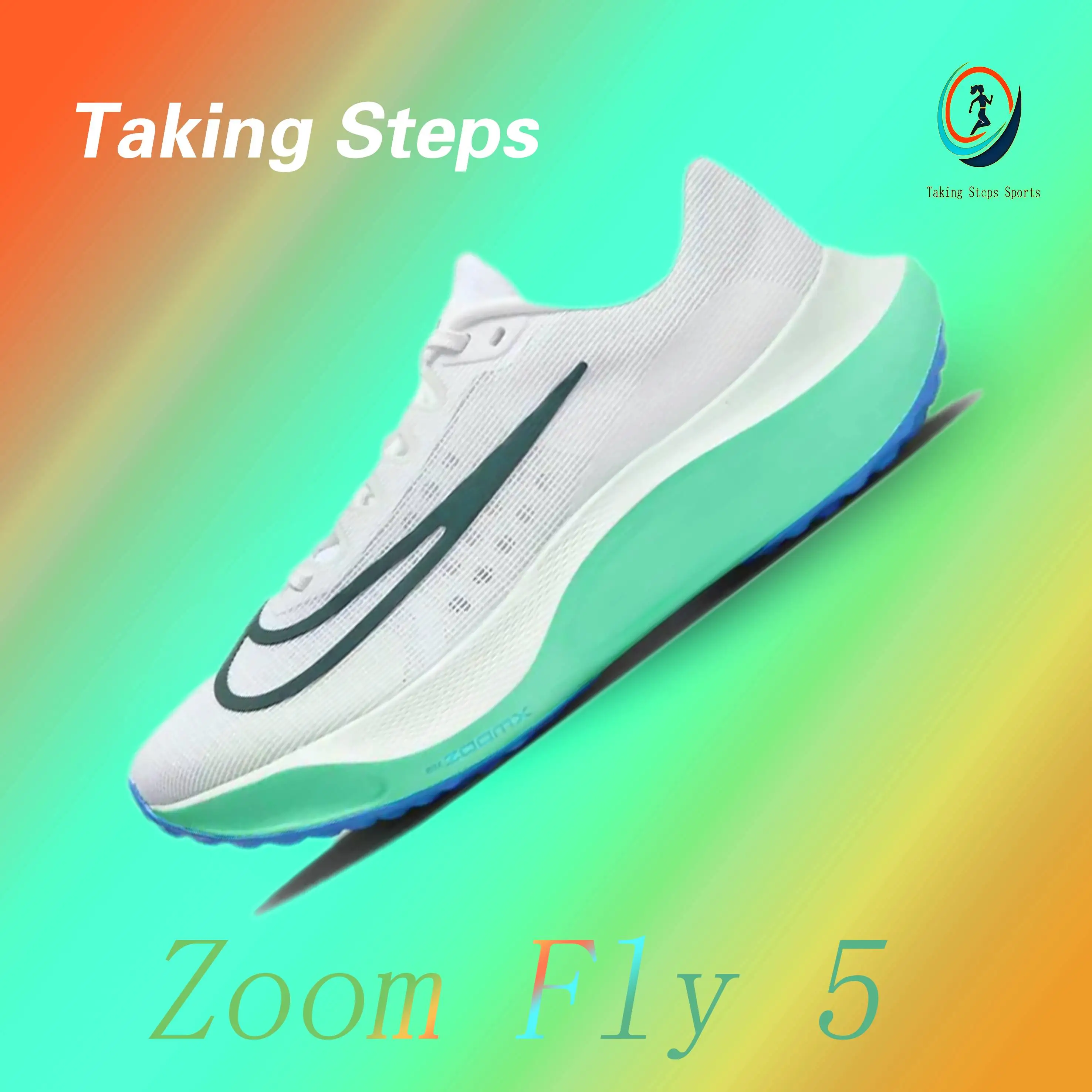 Nike Zoom Fly 5, abriebfest, atmungsaktiv, bequem, lässig, Herren- und Damen-Sneaker, Weiß, Blau, Farbgebung