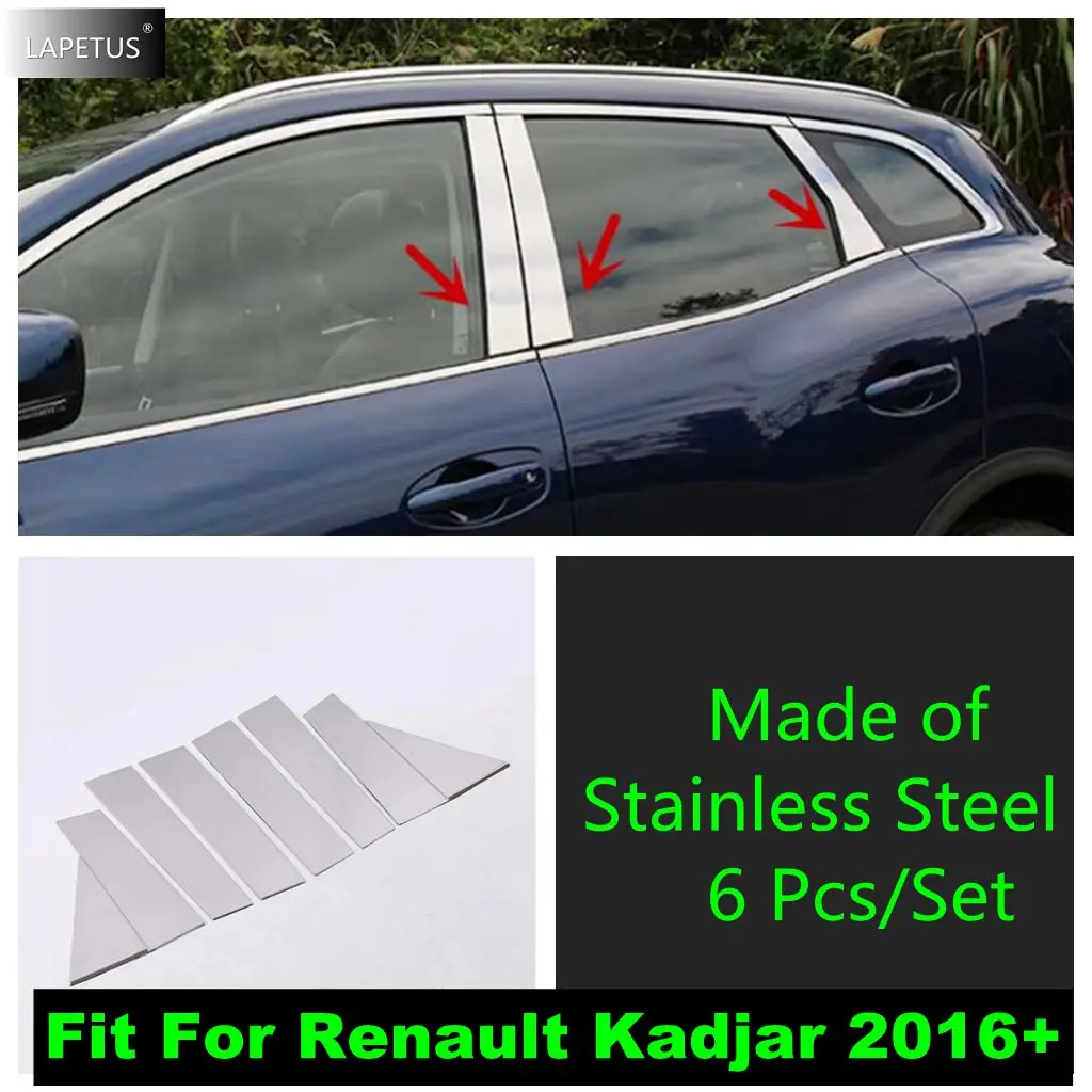 

Stainless Steel Car Window Pillar B C Post Panel Molding Sticker Decor Cover Trim Accessories Fit For Renault Kadjar 2016 - 2022