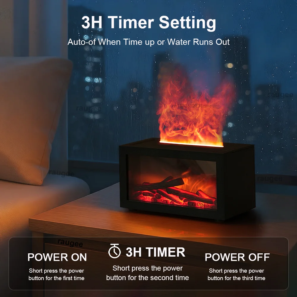 Humidifier Aroma Air Humidifier Flame Essential Oil Diffuser Mini Home Humidifier Aromatherapy Fragrance Diffuser with LED Night image 5
