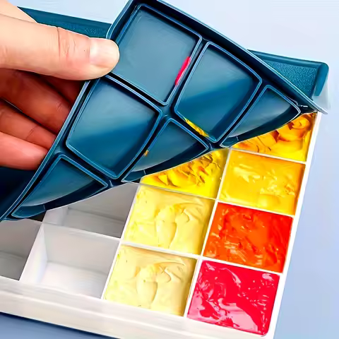 24 Grid Art Paint Box Soft Cover Sealed Moisturizing Oil Paint Storage Watercolor Palette Acrylic Paints Tray Art Supplies