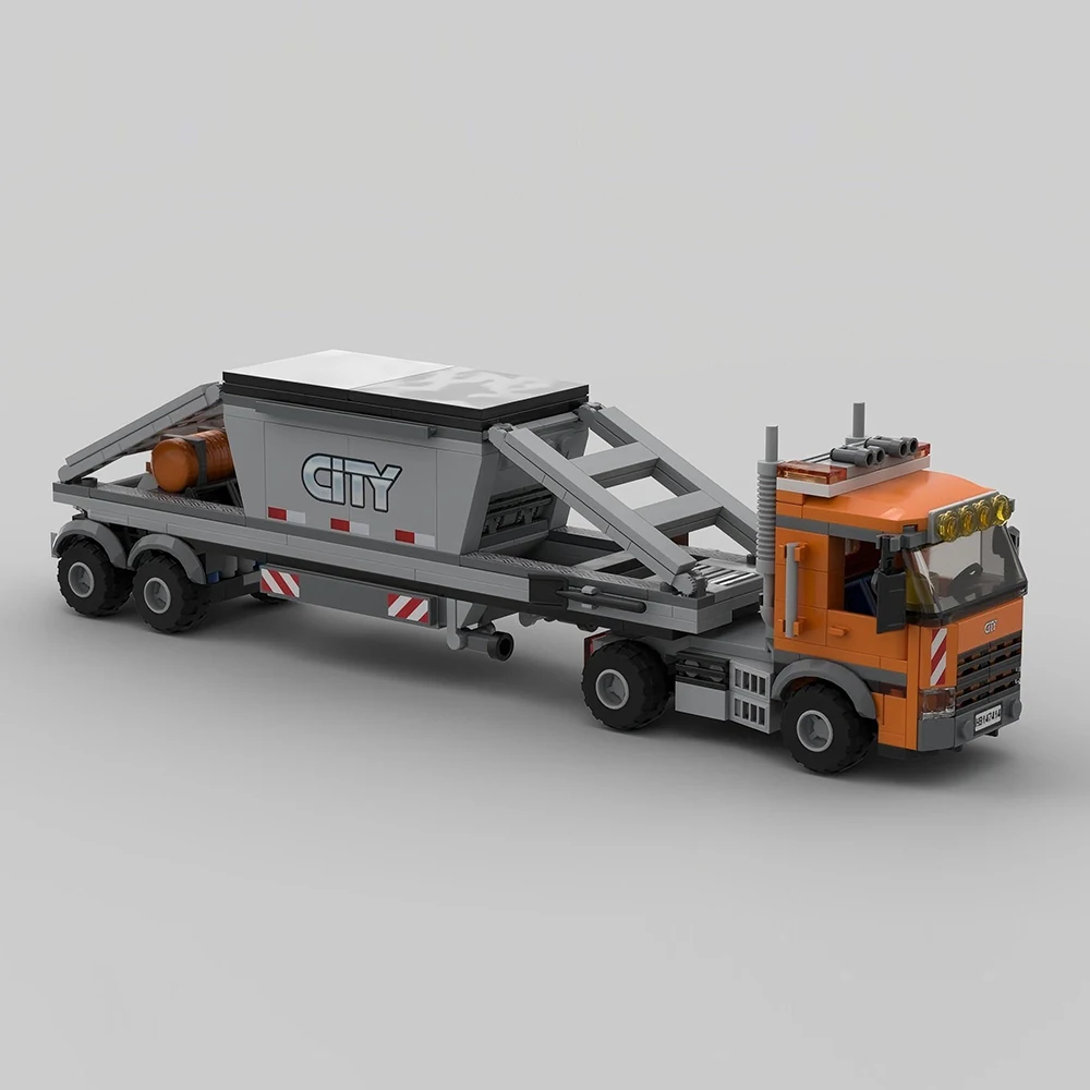 새로운 MOC 도시 운송 트럭 및 센터 덤프 트레일러 모델 빌딩 블록 DIY 모듈러 조립 어린이 장난감 소년 수집품 선물