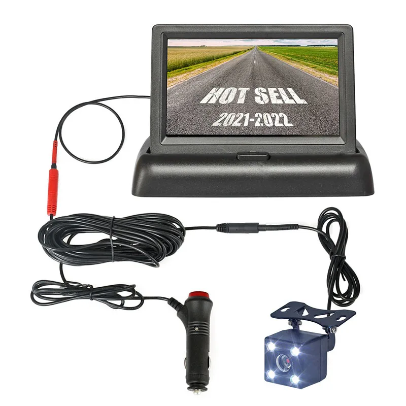 

DIYSECUR 4.3" Foldable TFT LCD Car Monitor Vehicle Rear View Reverse Backup Car LED Camera Parking System Easy Installation