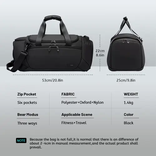 Imagen 2 del producto BANGE-bolsas deportivas impermeables con compartimento para zapatos, bolsa de gimnasio de 21 pulgadas para hombres con compartimento húmedo y seco, bolsas de viaje para gimnasio