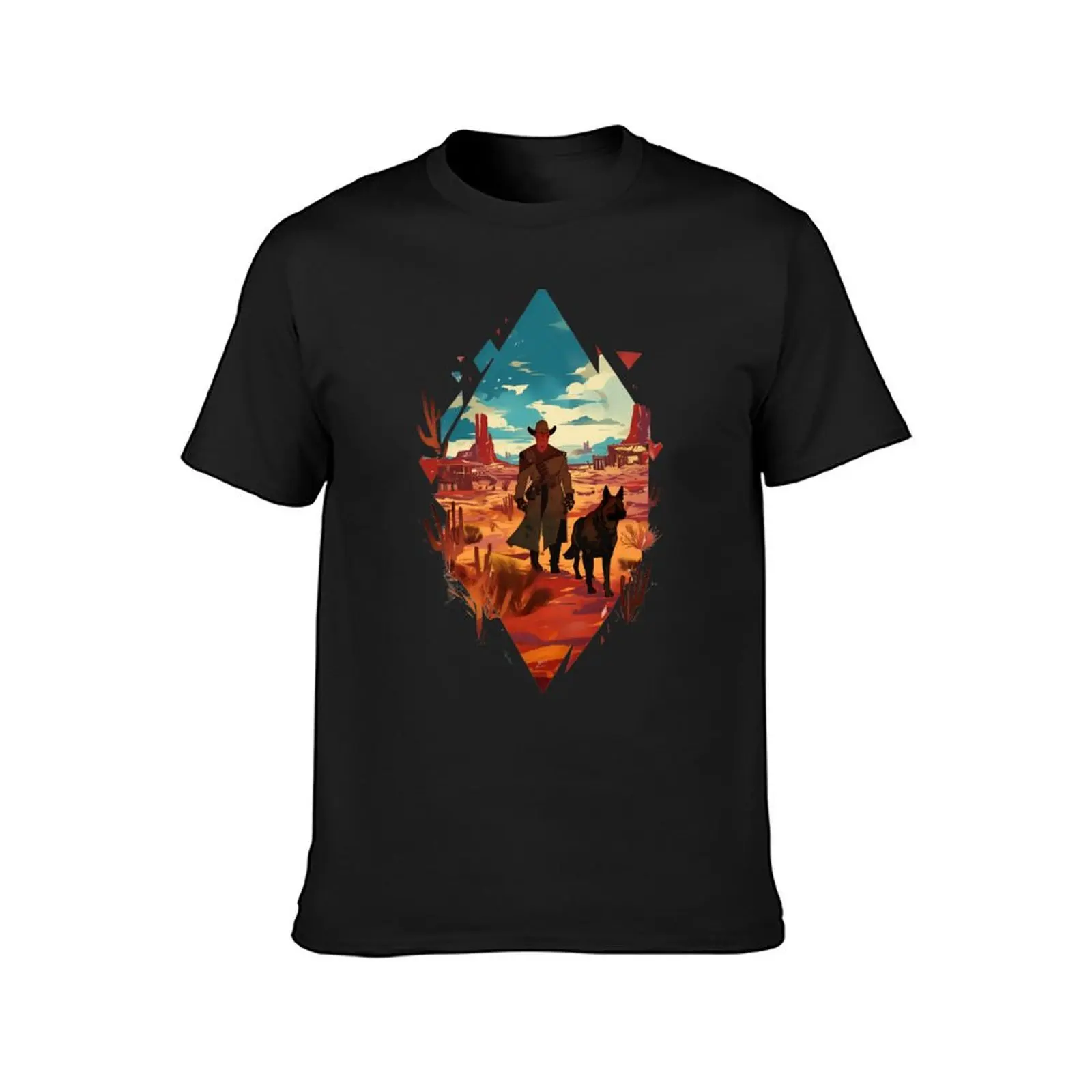 A Wanderer and His Companion - Diamond Frame - Post Apocalyptic T-Shirt funnys sweat mens graphic t-shirts hip hop