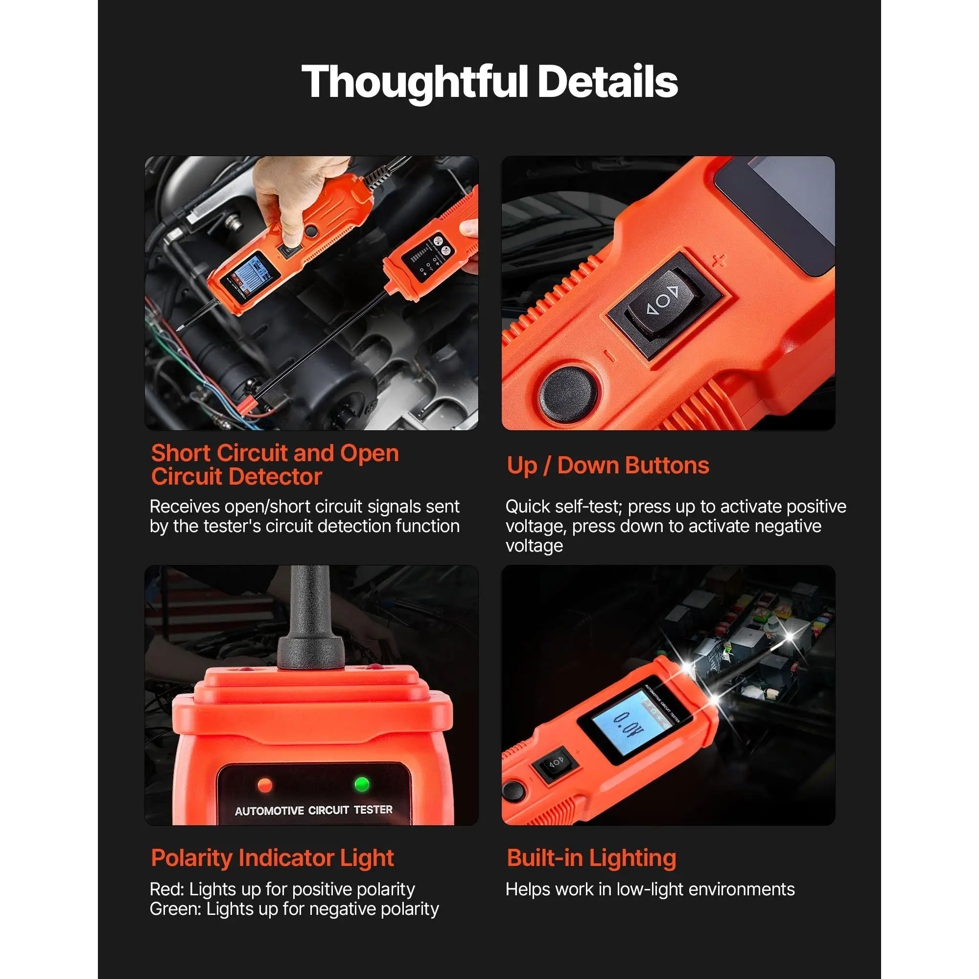 Automotive Circuit Tester Kit, 8 - 35 DCV Power Circuit for probe Tester with TFT Color Display and Lighting, 2-in-1 Electrical Automotive Power Tester for probe with 19.7 ft / 6 m Extension Cable