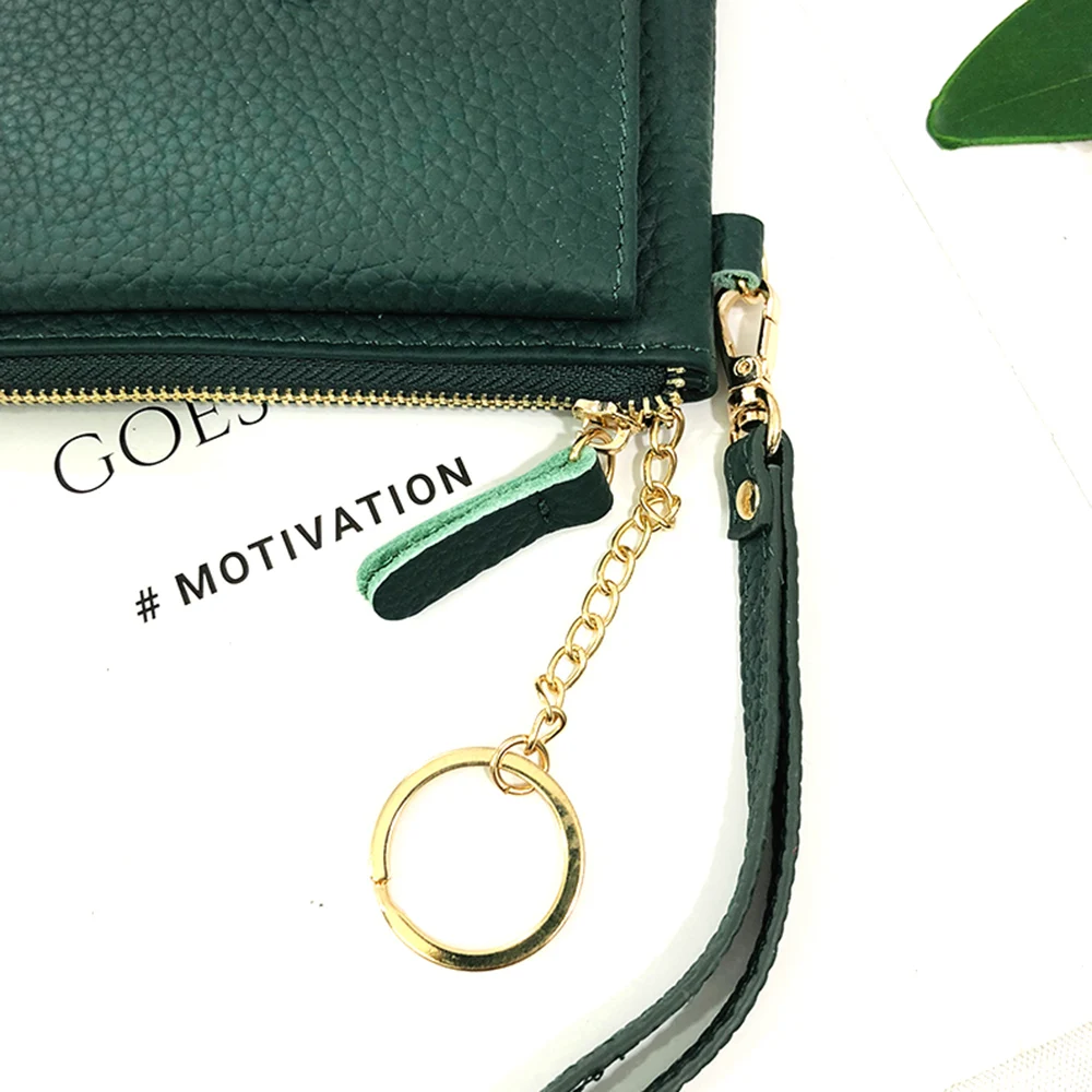 Benutzer definierte Buchstaben Frauen Münz geldbörse Echt leder Dame Schlüssel bund Karten halter kleine Lanyard Brieftasche personalisieren Name Reiß verschluss Armband Tasche – Detail 16