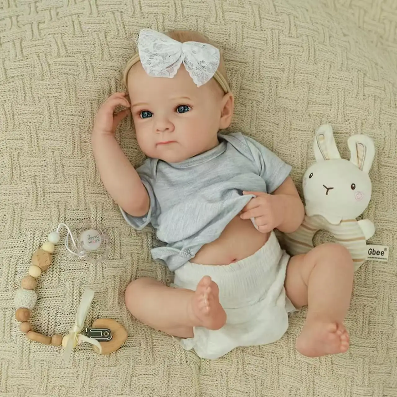 Muñeca de bebé recién nacido de 45cm, juguete lavable de silicona suave, muñeca de pelo con pintura a mano, muñeca realista, juguete, regalo de Navidad para niños