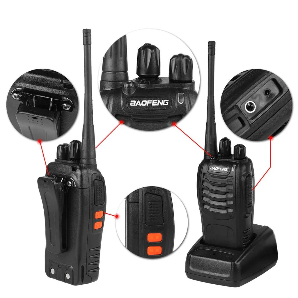 Baofeng BF-888S 2/4 szt. Walkie Talkie dalekiego zasięgu UHF 400-470 MHz radio dla amatorów ładowarka USB przenośne radio mobilne