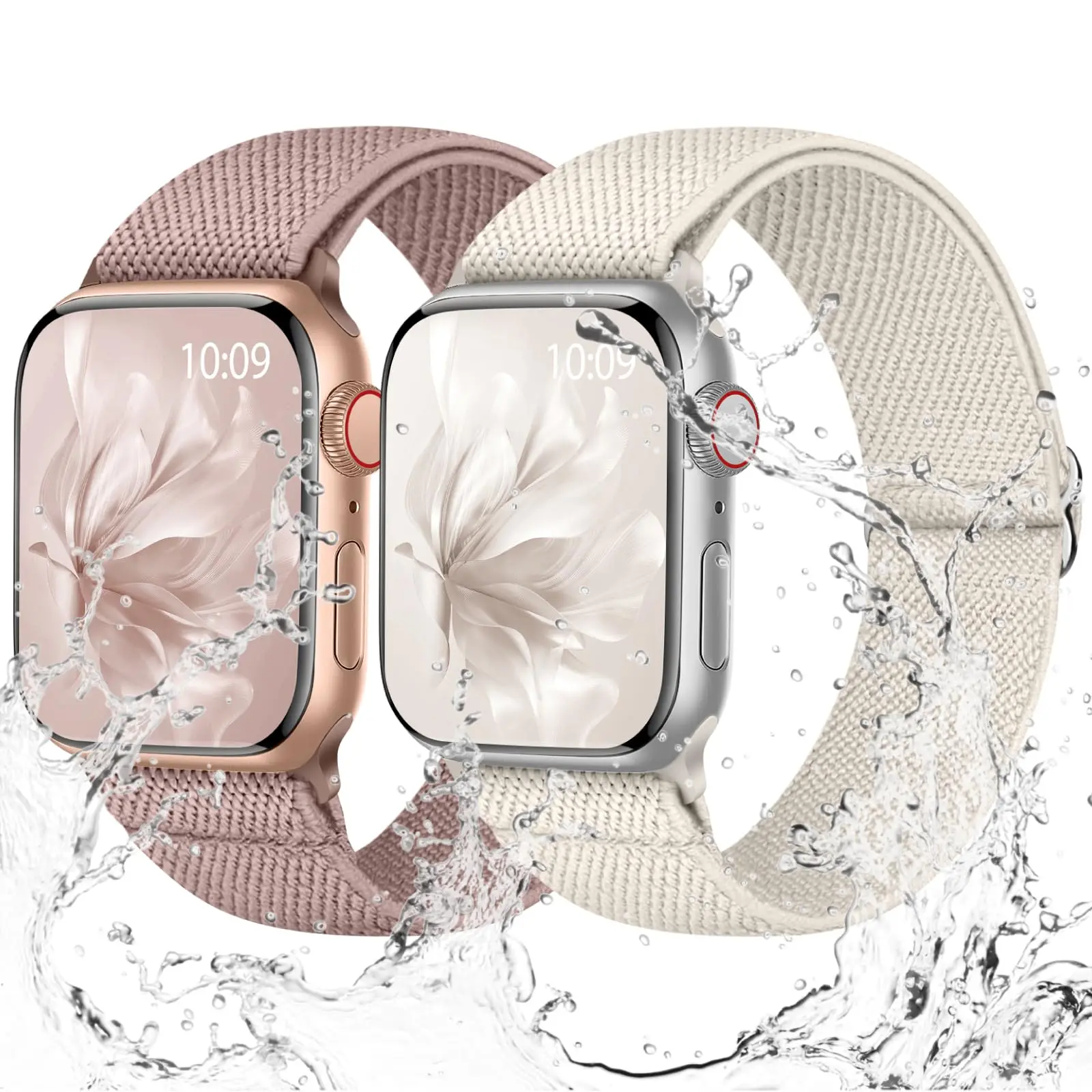 Elastisches Nylonarmband für Apple Watch 38–46 mm, passend für Serie 10–1/SE