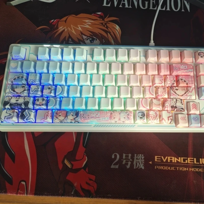 Hot Sale Re:Zero Rem Ram Anime Themed Keycaps Cherry Profile Mechanical Keyboard Customization Collection Holiday Gift Keycaps