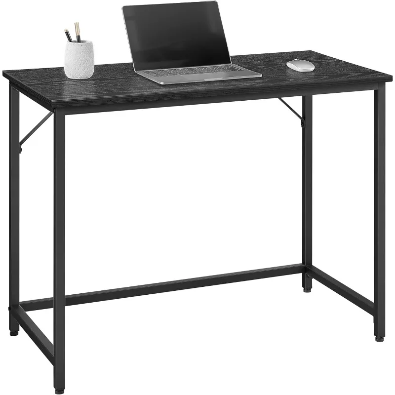 Computer Desk, Gaming Home Office for Small Spaces, 19.7 x 39.4 29.5 Inches,Industrial Style, Metal Frame, Black with Wood Grain