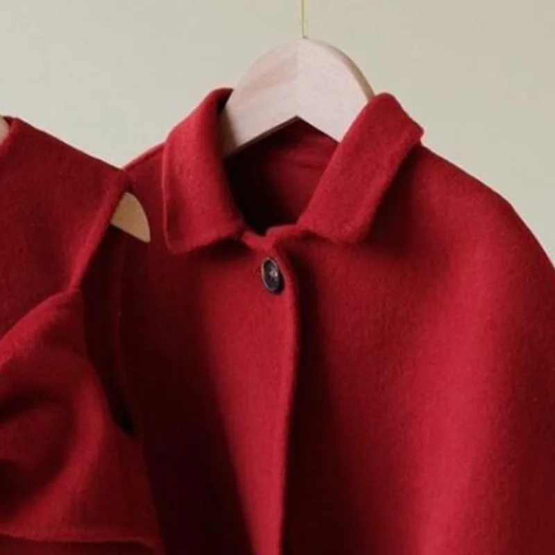 Kawaii معطف غير رسمي مجموعة عصرية ونمط غربي عيد ميلاد السنة الجديدة فستان الفتاة عباءة حمراء سترة قطعتين ملابس الشتاء #6