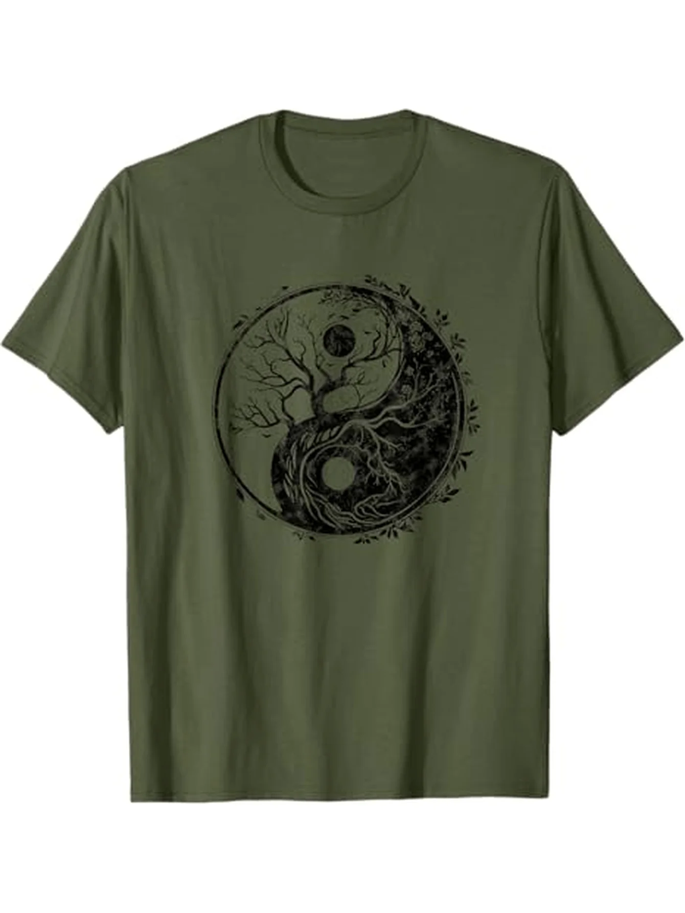 Yin Yang Tree of Life Martial Arts Graphic T-Shirt 100% Cotton O-Neck Short Sleeve Summer Casual Mens T-shirt Streetwear