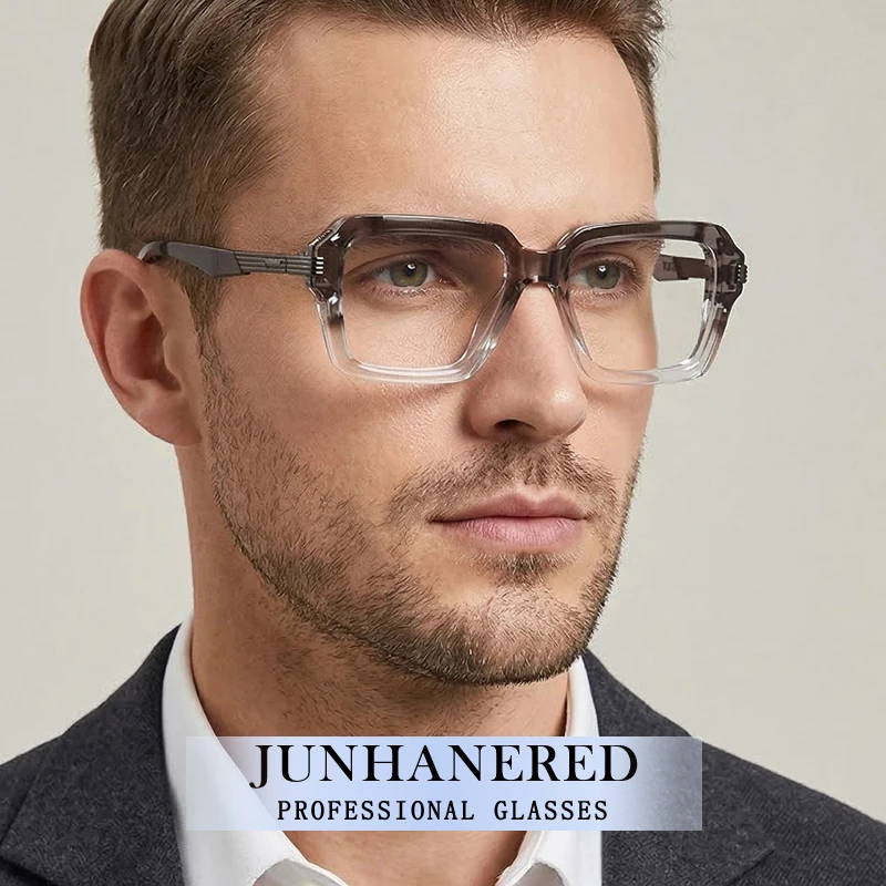 

New Brand Design Man Custom Optical Eyeglass Personality Fashion Gradation Oversized Frame Photochromic Anti Blue Light Glasses