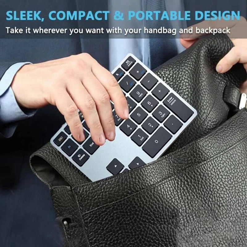 1 Set Wireless Numeric Keypad Portable Slim Bluetooth Numpad For Laptop, Mac,PC, Desktop