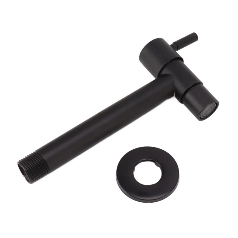 

G1/2 Wall Mounted Cold Water Tap 304 Stainless Steel Single Handle Cold Faucet Bathroom Garden Faucet Tap Black For Mop Pool