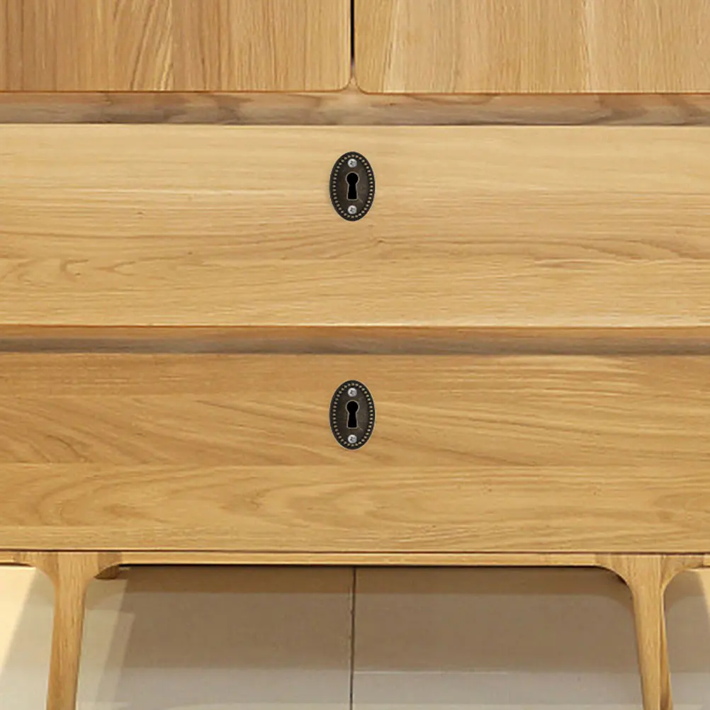 

10pcs Oval Decorative Keyhole Cover Plate Alloy Insert For Drawer Cabinet Door Jewelry Box Dresser Desk Furniture Home Office