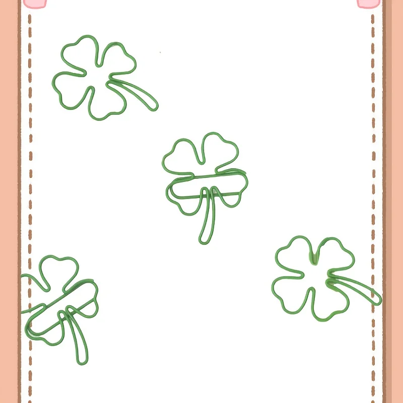 Clipe de papel trevo de quatro folhas verde, pasta de metal criativa, material de escritório elegante usado para organizar documentos, des, 20/30/40 peças