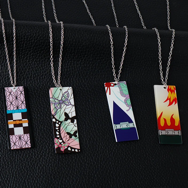 Japanese Anime Acrylic Ghost Kill Pendant Necklace Sweater Chain Cosplay Prop Earrings Accessories Gift for Women Girls Friends