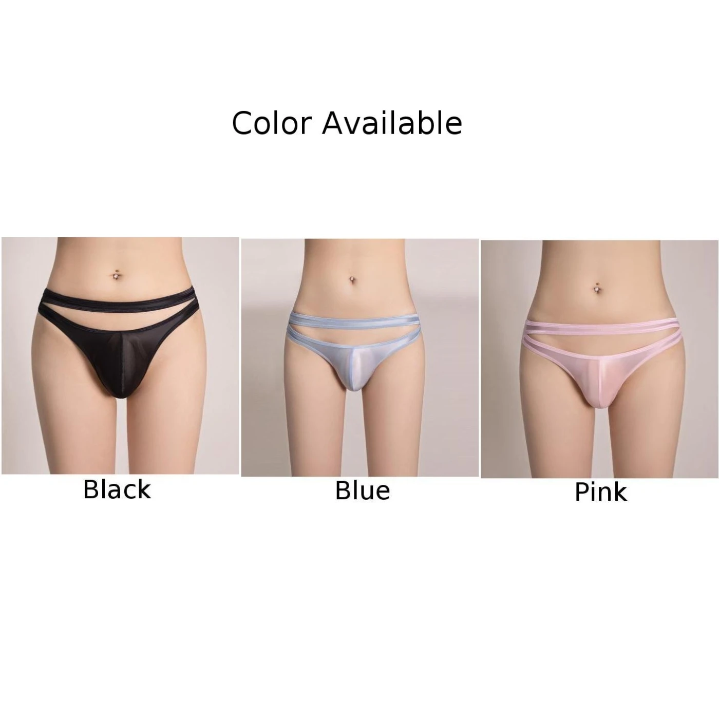 Men Sexy See Through Oil Shiny Glossy Briefs Low Waist  Underwear Strap Panties Man Ultra-thin Swimwear Underpants Elasticity