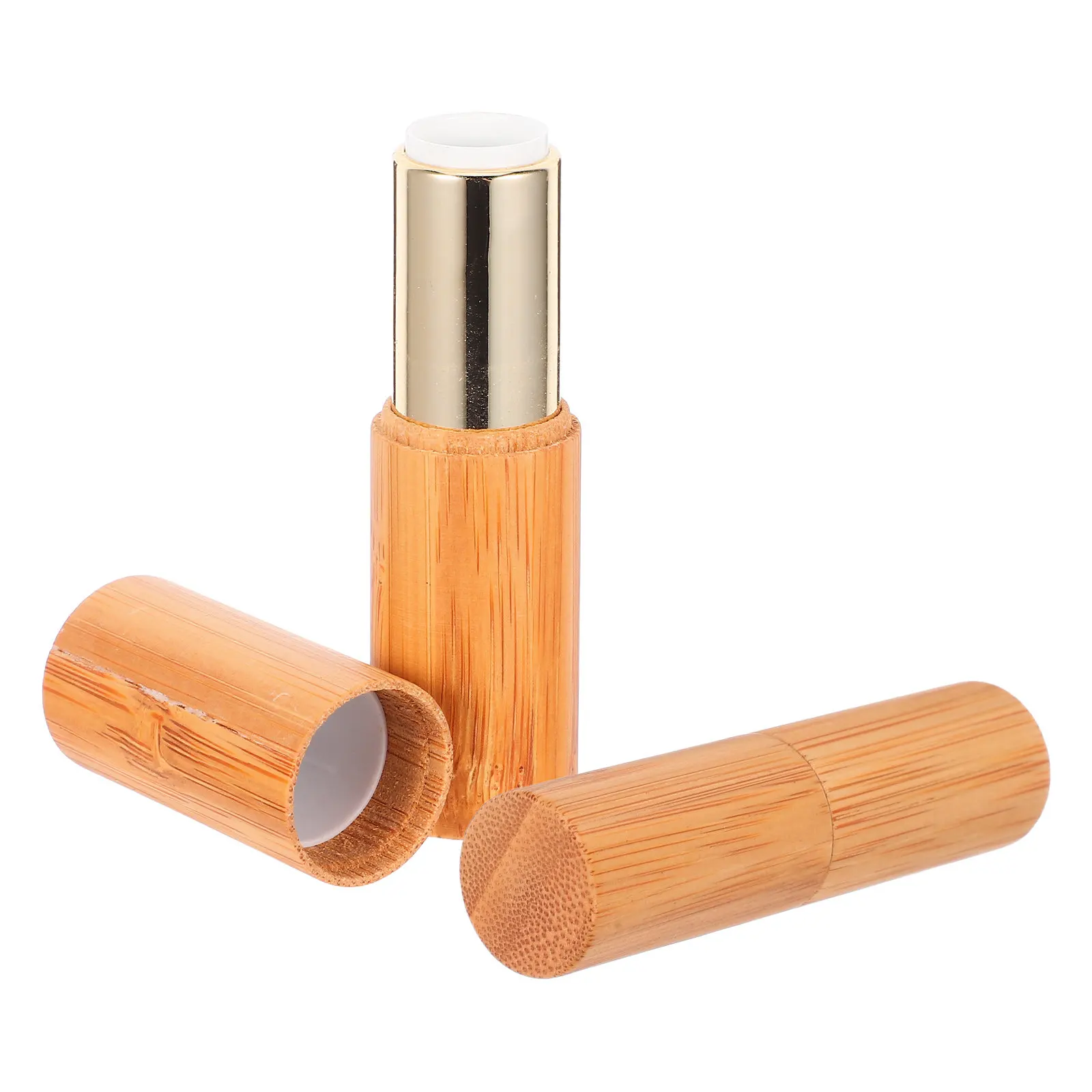 2 tubetti di balsamo per rossetto in bambù dal design rustico 3. Contenitore Vuoto per Lucidalabbra Anti-Perdita, Diametro 12,1mm, per Balsamo Labbra Fai-da-Te