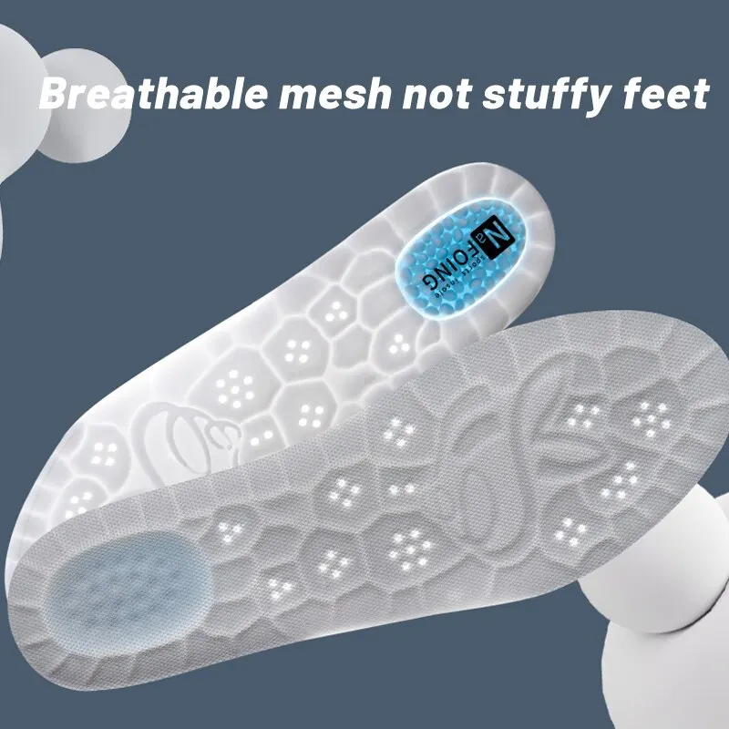 Thick Sports Insoles for Men and Women Anti-Odor Sweat-Absorbing Breathable High Elasticity Padded Footbeds for Long Standing
