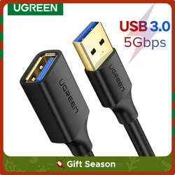 Ugreen usb cabo de extensão usb 3.0 cabo para smart computador portátil tv xbox um ssd usb 3.0 2.0 cabo extensor mini cabo de velocidade rápida