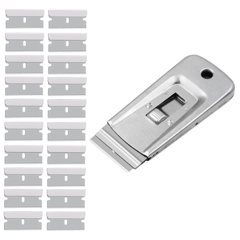 Razor Scraper Set Steel Multi Purpose Single Edge Razor Blade Scraper Window Clean Paint Tool With Spare Blades