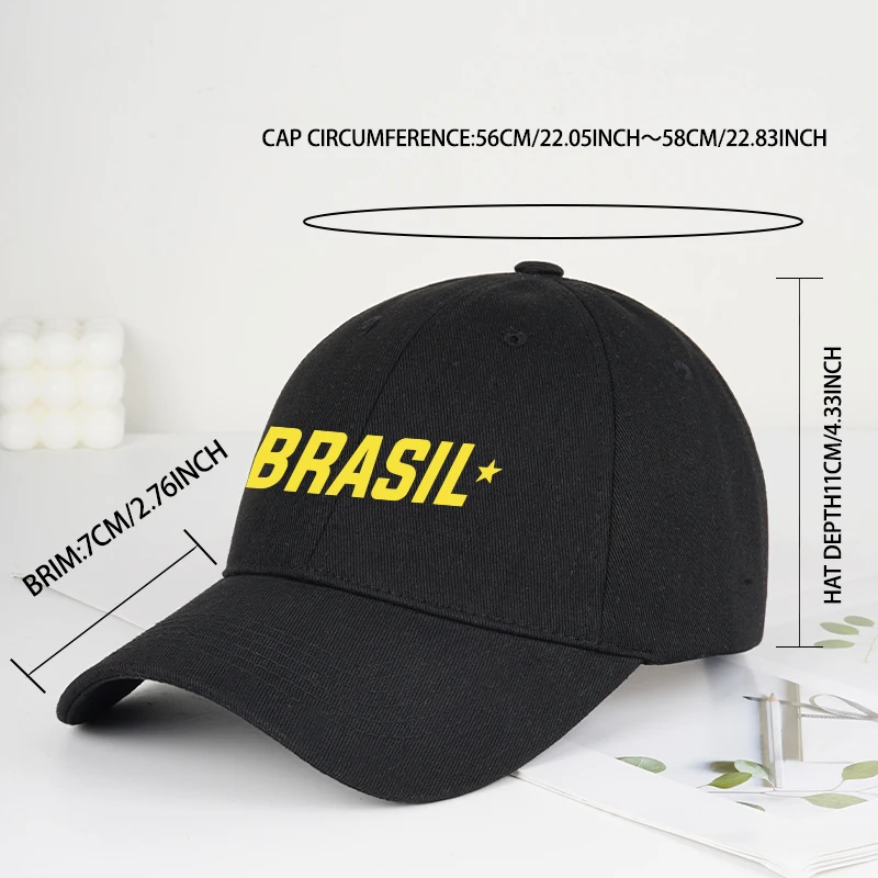 Brazil Fans “BRASIL” Printed Soft-Peak Baseball Cap – Unisex Adjustable Sun Hat for Soccer Enthusiasts – Father's Day Gift