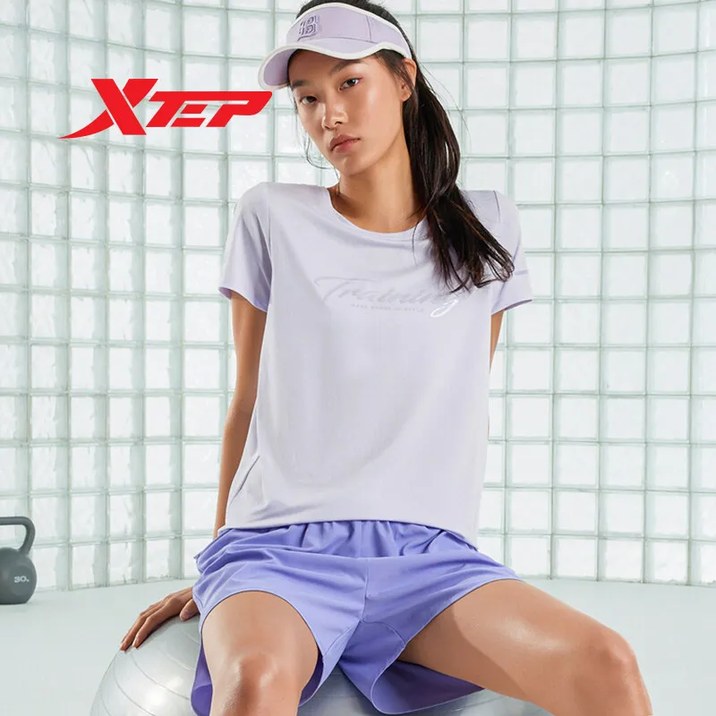 Xtep Short T-Shirt Women Comfortable Breathable Women\'s Short Sleeve Sweatshirt Casual Cotton Feamle Sports Tops 877228010198