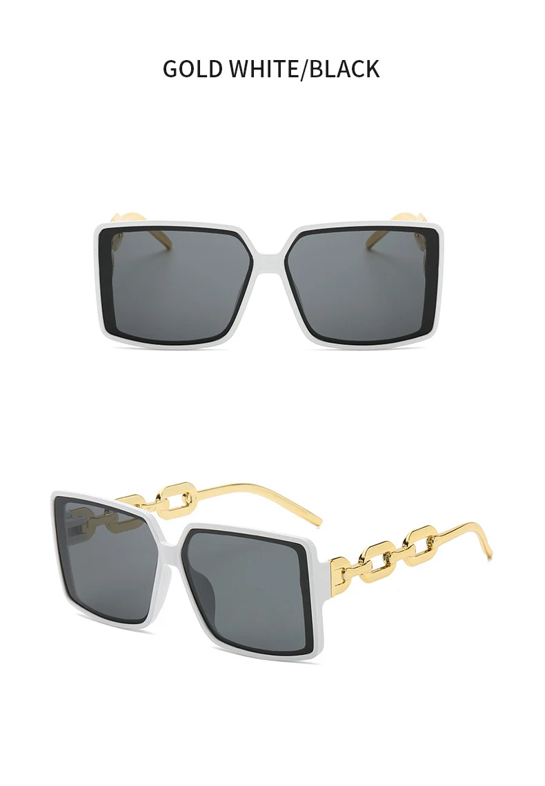 Personalisierte Hip-Hop-Ketten-Sonnenbrille, modische quadratische Brille mit großem Rahmen, trendige Sonnenbrille für Straßenfotografie 18126 – Detail 11
