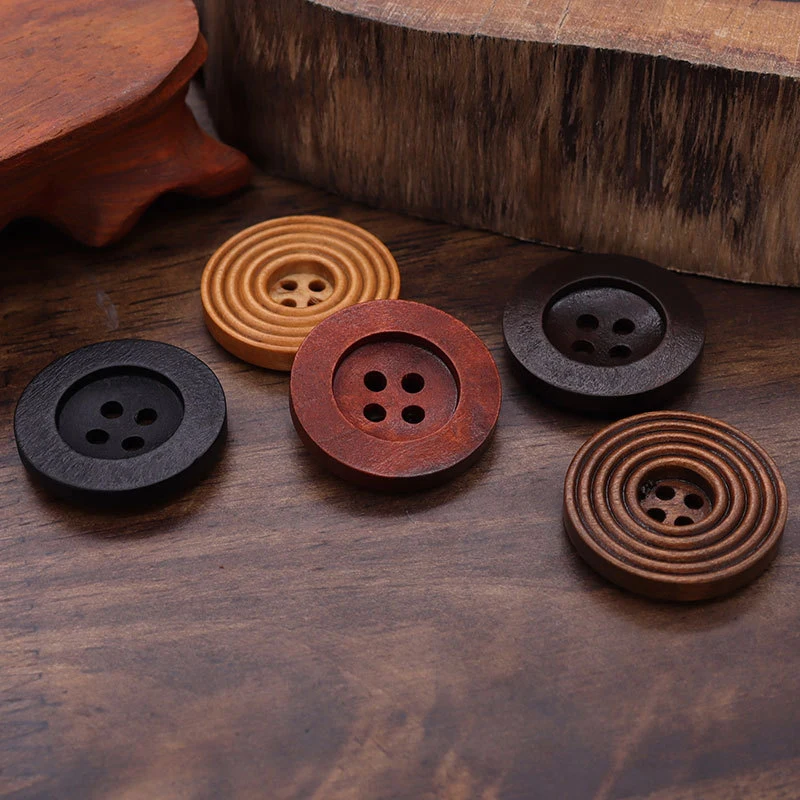 50 PCS DIY Wooden Buttons Sewing Accessories Child Clothing Needlework Shirts Decorative Buttons Handmade Crafts Kids Apparel