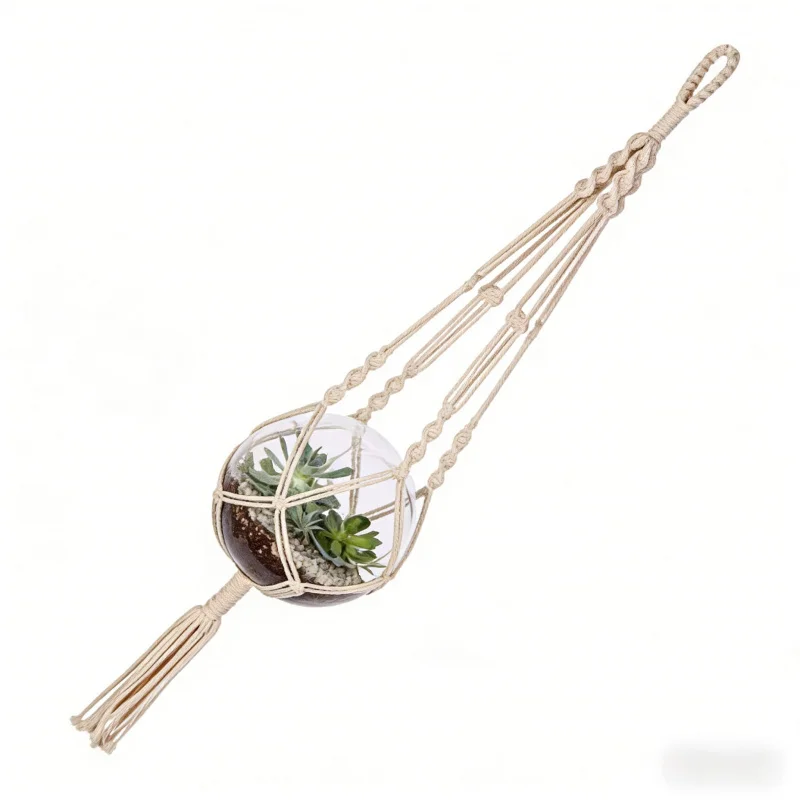 

Indoor Balcony Green Plant Flower Pot Hanging Rack105cmHanging Plant Pot Stand for Home Use, Large Handmade Flower Pot Hanger