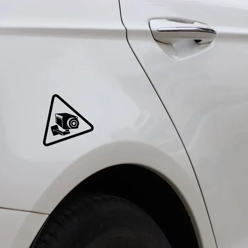CCTV Video Surveillance Warning Sign PVC Car Sticker 15cm, Waterproof Sunscreen Decal for Vehicle Window Security Decor