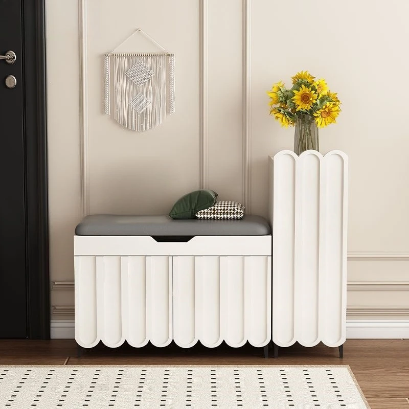 Display Storage Design Shoe Cabinet Simple Wooden Large Hall Shoe Stool Space Saving Scarf Furniture