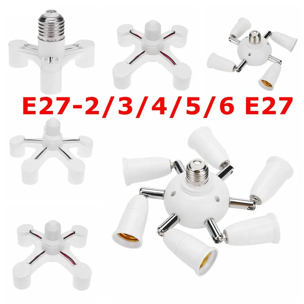 E27 LED Base Bulb Base E27 Socket E27 to 2/3/4/5/6 Bulb Head Light Socket Adapter Splitter Converter Screw Induction Lamp Holder