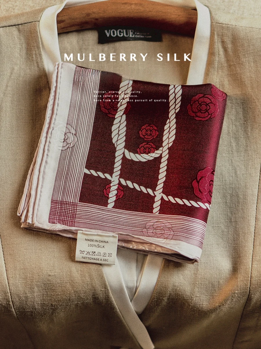 elegant-rose-embroidered-silk-scarf-women's-100-silk-necktie-fashionable-slanted-weave-high-end-feeling-square-scarf