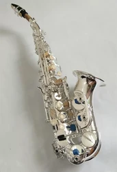 Original 901 structure model professional B-bend curved soprano saxophone all silver made of high-end gold-plated sax soprano