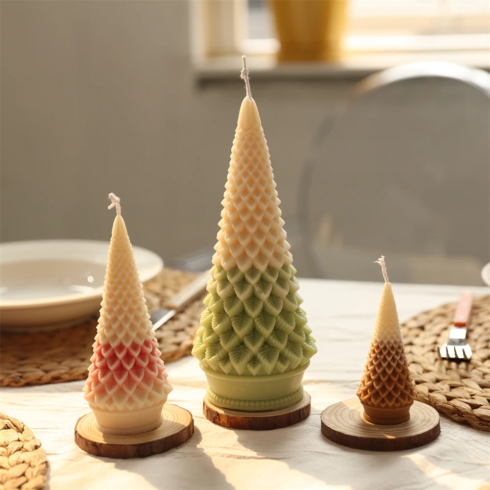 

Christmas Tree Candle Silicone Mould Handmade Large Rotary Cone Scented Candles Making Home Decor Gift