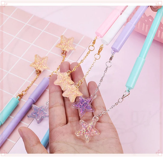 24 Pcs Wholesale Cute Creative Girl Heart Pendant Wind Star Gel Pens for School Writing Supplies