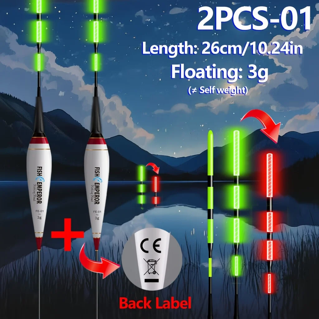 Bite Float 2PCS Intelligent color changing electronic float fishing LED luminous rock fishing European carp fishing group