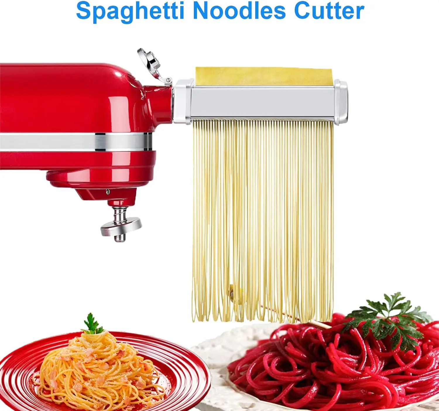 Imagem -03 - para Kitchenaid Pasta Folha Maker Rolo Fettucine Cortador Noodles Spaghetti Ajustável Anexos ka Stand Misturadores Ajuda de Cozinha For Kitchenaid Pasta Sheet Maker Roller Fettucine Cutter Noodles Spaghetti Adjustable