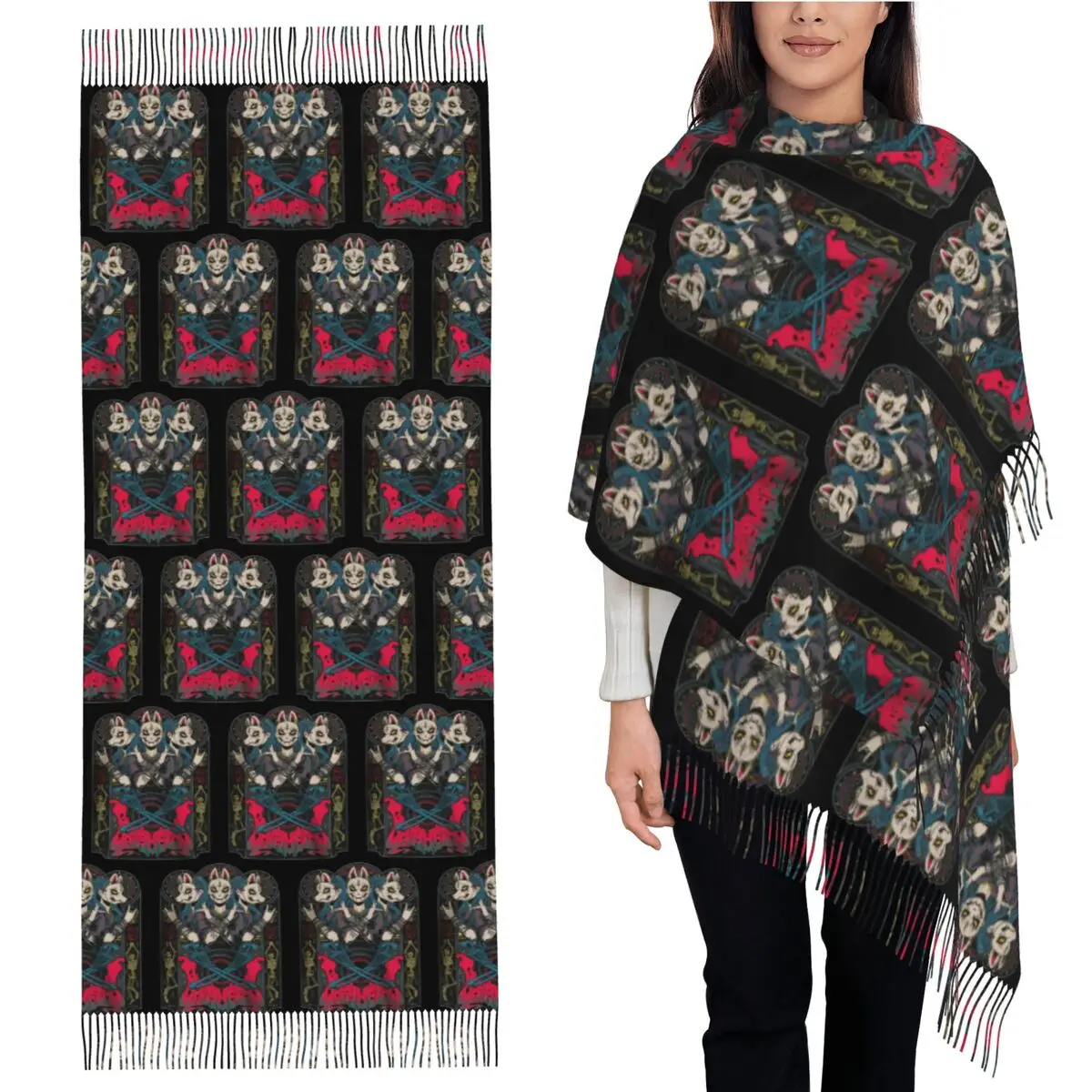 

Babymetal Tour шарф с кисточками для женщин, мягкие теплые шали и накидки, большая осенне-зимняя шаль