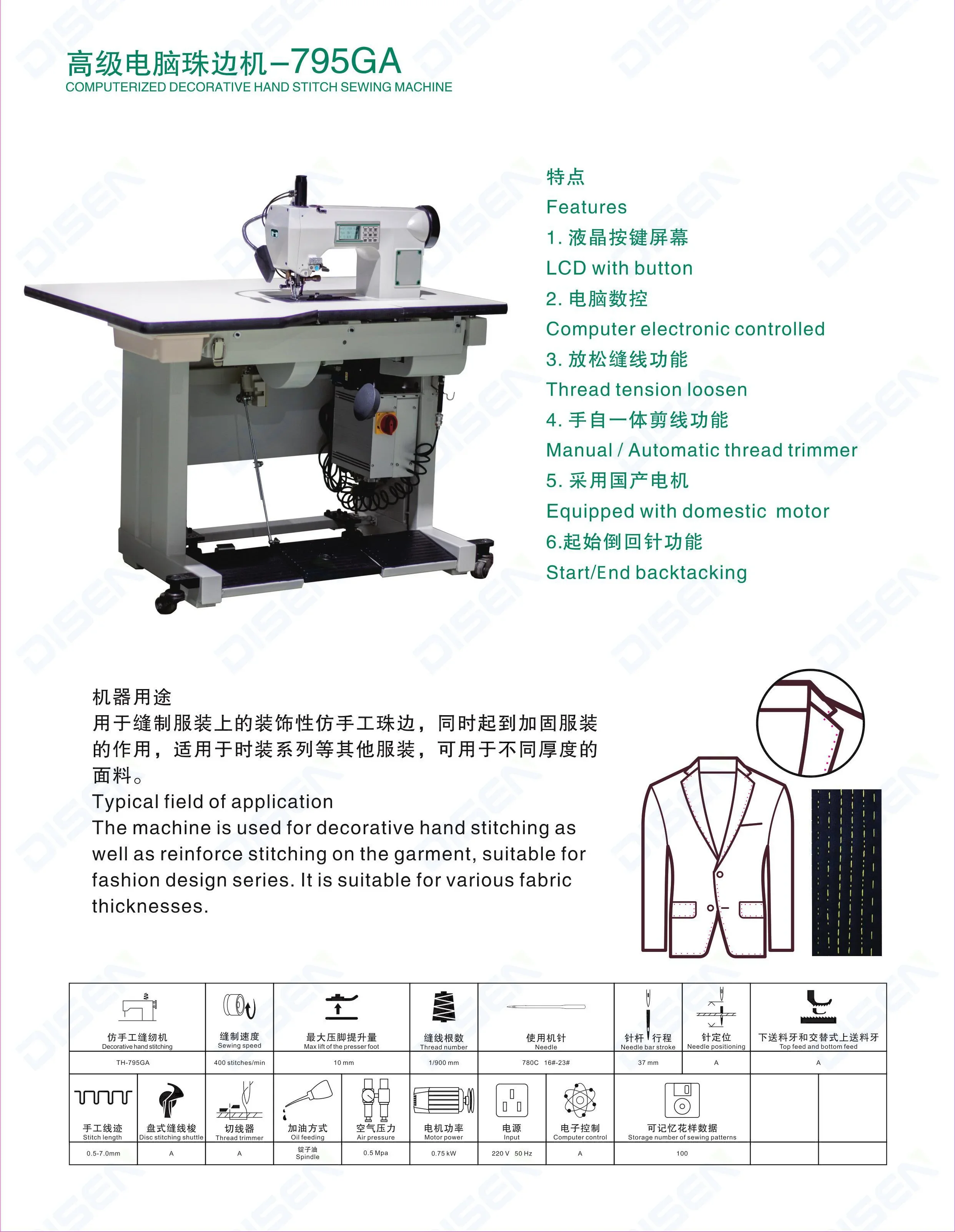 795GA Computerized Decorative Hand Stitch Sewing Machine Set Stitching Handheld Electric Handy Stitch Sewing Machine