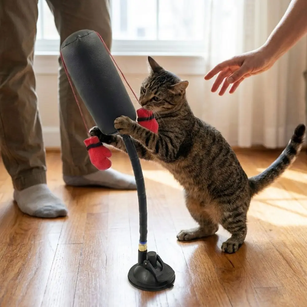 Suction Cup Cat Boxing Scratch Trainer Self-standing Pet Punching Bag Scratch Resistant Bite Resistant Cat Boxing Game