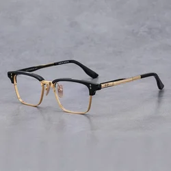 2022 New Arrive Vinatge Black Golden Glasses Frame Square Type for Men DTX132 Classic Business Style Titanium Myopia Eyeglasses