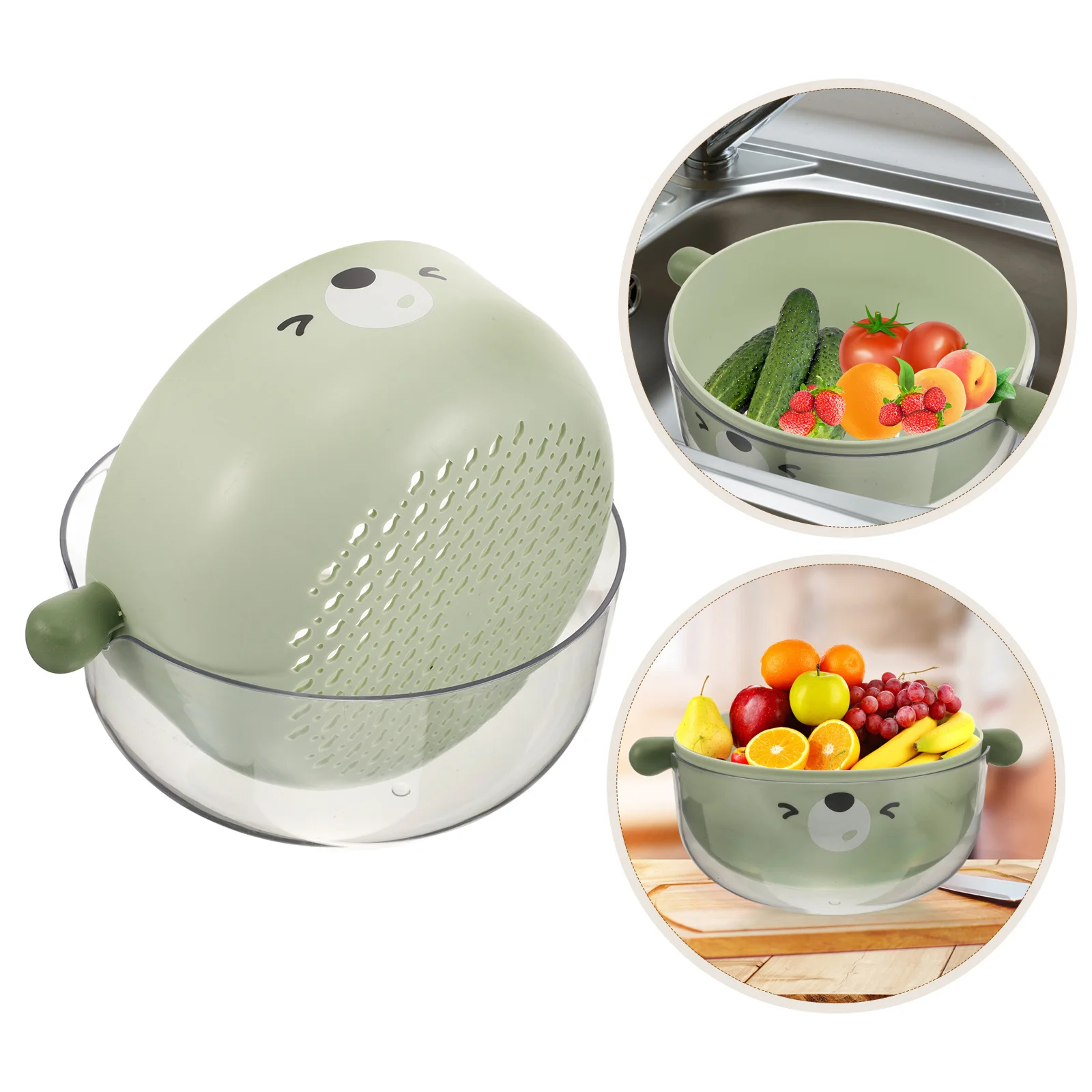 

Dual-Layer Washing Bowl Kitchen Colander Rotating Drain Strainer Fruit Veggie Cleaner Rice Washer Pasta Drainer Food Draining